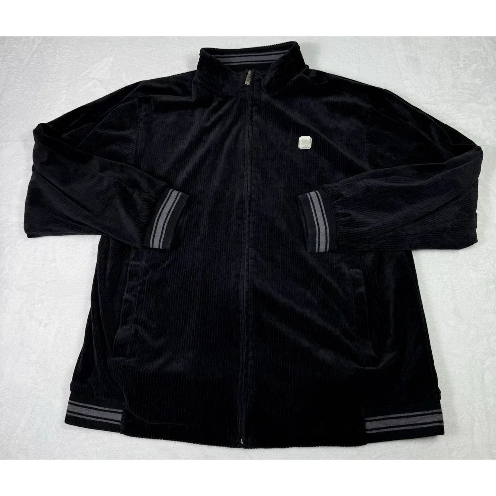Nike Air Jacket Velour Mens Large Black Ribbed Soft Full Zip Y2K Vintage‎
